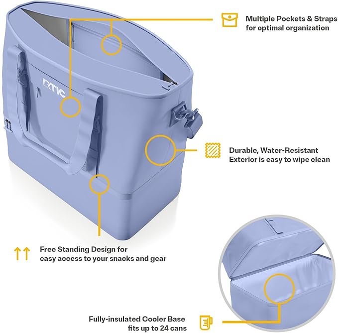 RTIC 2-in-1 Chillout Bag Soft Insulated Cooler Tote, Portable, for Lunch, Beach, Travel, Drink, Beverage, Car, Camping, Picnic, 24-Can Capacity,