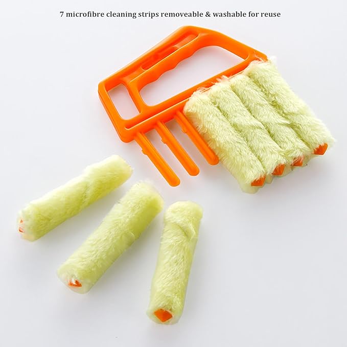 Blind Cleaning Brush, 2 PCS Venetian Blind Cleaner Brush, Shutter Brush, Microfiber Duster Tool for Window Blinds,Air Vents, Keyboard, Car AC, Washable Reusable Gap Cleaning Brushes (Orange)