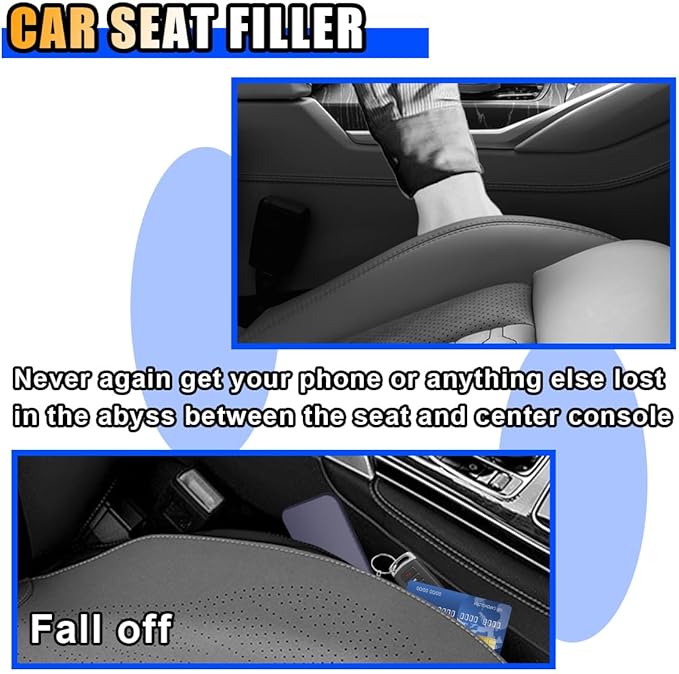 LAINLOY 2PCS Car Seat Gap Filler, Handmade Crystal Diamond Rhinestone Seat Gap Blocker to Fill The Gaps Between Seat and Console Blocker, Bling Car Accessories for Car SUV Truck (White)
