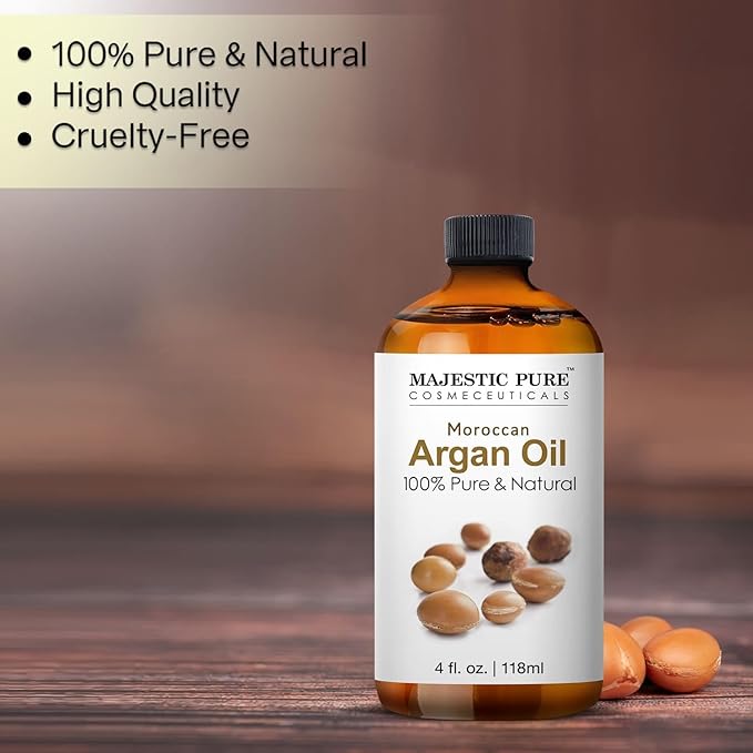 Majestic Pure Essential Oil with Glass Dropper - 100% Pure and Natural - Essential Oils for Diffuser, Aromatherapy, Soap and Candle Making, Moroccan Argan Essential Oil, Moroccan Argan Oil, 4 Fl Oz