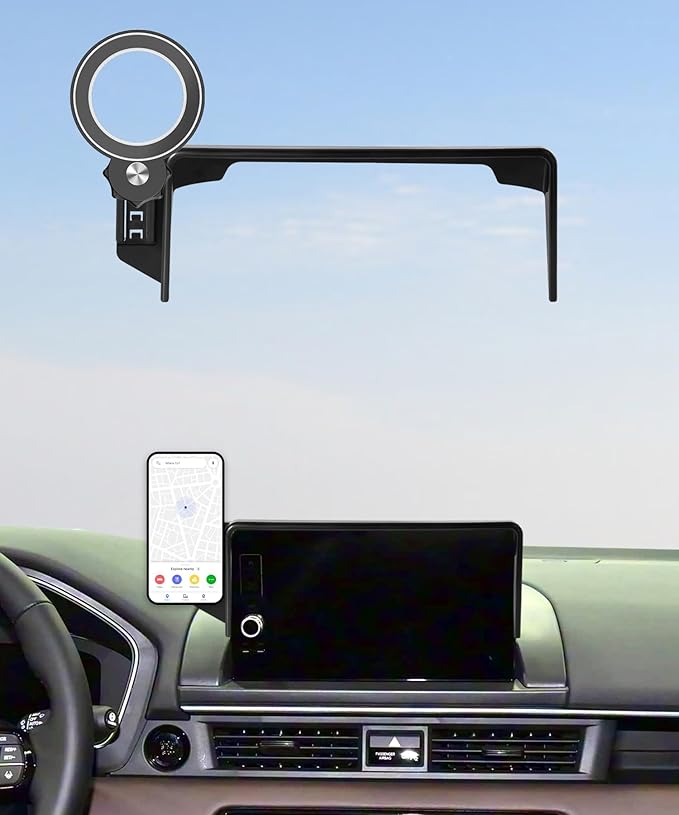 Car Phone Holder for Honda Pilot 2023 2024 2025 2026 Accessories Apply to 7/9 Inch Touch Screen Fixed Clip Magnetic Cell Phone Mount Hands-Free 360 Degree Rotation