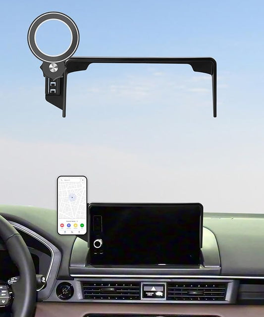 Car Phone Holder for Honda Pilot 2023 2024 2025 2026 Accessories Apply to 7/9 Inch Touch Screen Fixed Clip Magnetic Cell Phone Mount Hands-Free 360 Degree Rotation