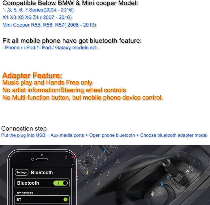 Music Adapter Compatible with Car Apple Android Phone Music AMI Interface Cable Capable Devices