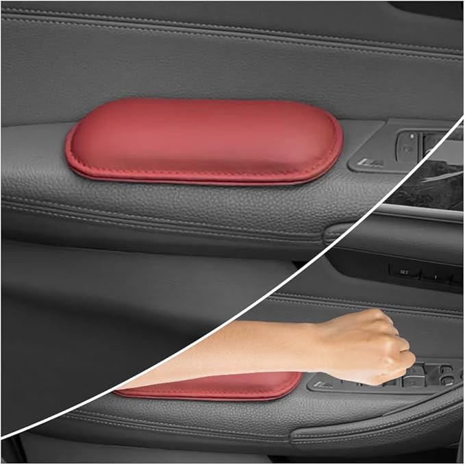 2PCS Car Door Armrest Pads,Soft Leather+Memory Foam Car Knee Pads for Arm Support&Protect Elbow and Knee,Universal Car Elbow Pads Car Accessories Interior for Most Vehicles (Red)