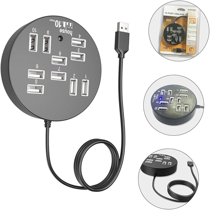USB Hub Ports Expander High-Speed USB Data Dock Station Efficient Multi-Port for Laptops and Desktops