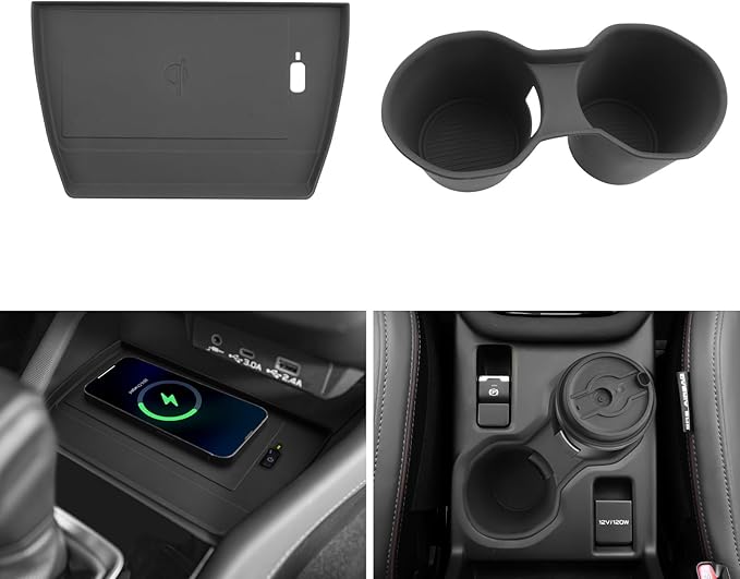 LUWU for 2025 2026 Subaru Forester Accessories Compatible with 2025 2026 Forester Wireless Charging Anti-Slip Mat - Center Console Cup Holder 2-Pack
