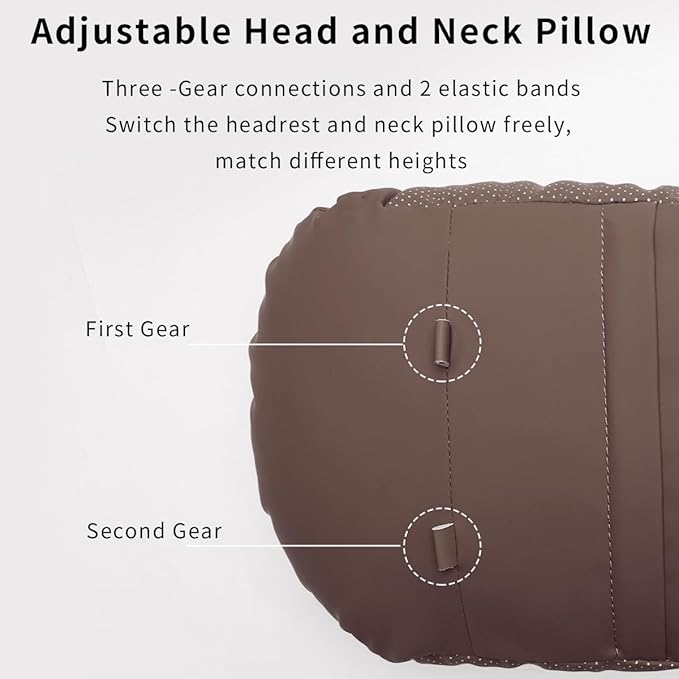 Car Headrest & Lumbar Support Set,Premium Skin-Feeling Napa Leather Soft and Comfortable Headrest,Car Seat Headrest Pillow Waist Support Car Interior Accessories for Driving Home Office