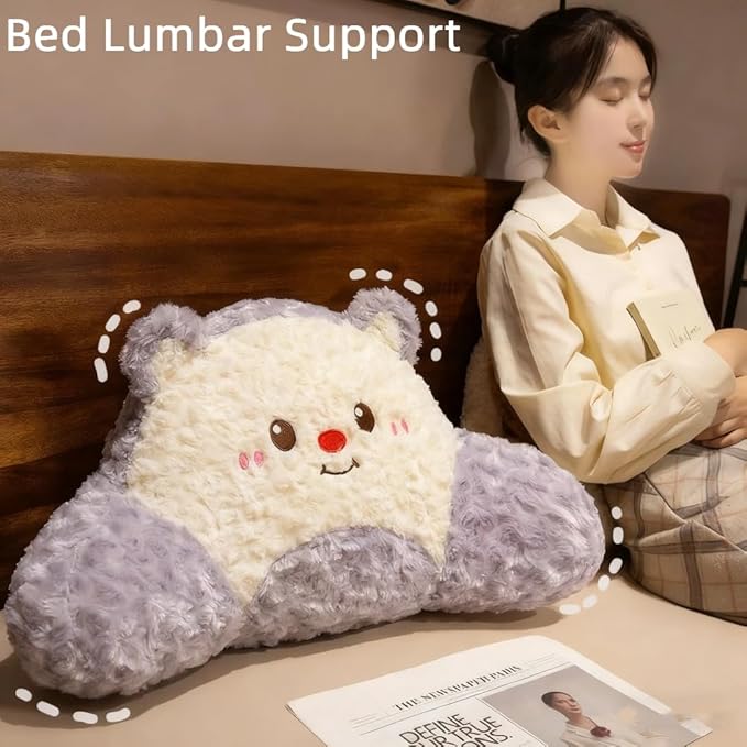 Plush Car Seat Cushion Set with Lumbar Support & Neck Pillow Cute Dog and Bear Shape Pillow for Driving Travelling Home Décor