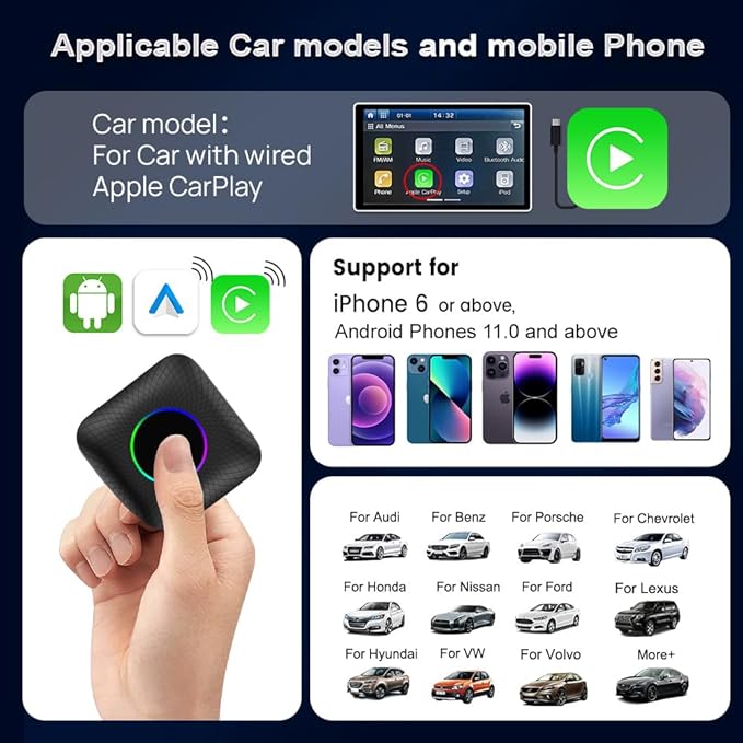 Wireless CarPlay Adapter for Netflix︱YouTube︱TikTok Streaming: CarlinKit Tbox (SM6225, 8-core, 8GB+128GB)