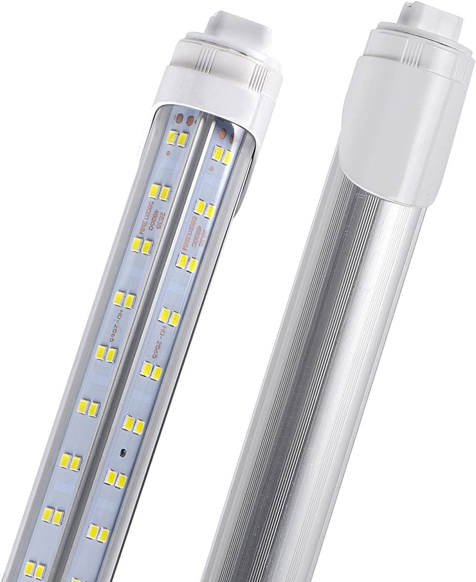 R17D/HO 8FT LED Bulbs - (10 Pack) Rotate V Shape, 6000K Cold White 120W, 18000LM, 300W Equivalent F96T12/DW/HO, Clear Cover, T8/T10/T12 Replacement, Dual-End Powered, Ballast Bypass