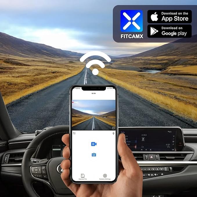 Fitcamx 4K Dash Cam Suitable for Lexus ES 2019-2025 ES350 ES300h F Sport ES250, OEM Style, 2160P UHD Video, Built-in WiFi & APP, Loop Recording, G-Sensor, Plug&Play, 64GB Card