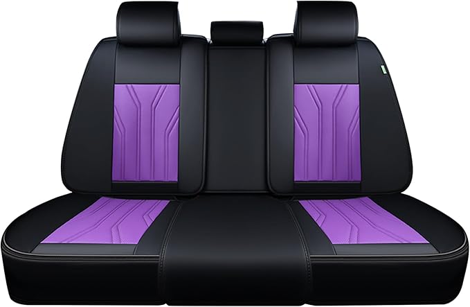 FLORICH Rear Seat Covers Leather Car Seat Covers Waterproof Back Seat Cover Automotive Seat Covers Universal Seat Cushion Protector for Most Cars Trucks SUV-Black&Purple