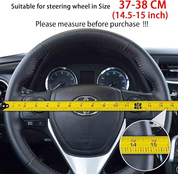 15 inch Suede Steering Wheel Cover,Compatible with Mustang 2015 2016 2017 2018 2019 2020 2021 Suede Sport Non-Slip Wheel Cover Car Interior Accessories 15 inch for Man and Women
