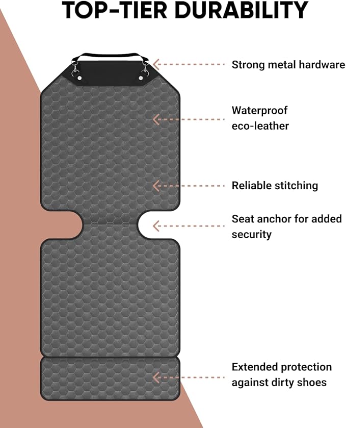 Owleys Set Seat Back Organizer & Car Seat Protector Hexy Waterproof & Non-Slip Protector for Child Car Cushion for Leather and Fabric Seats (Gray 2 pcs)