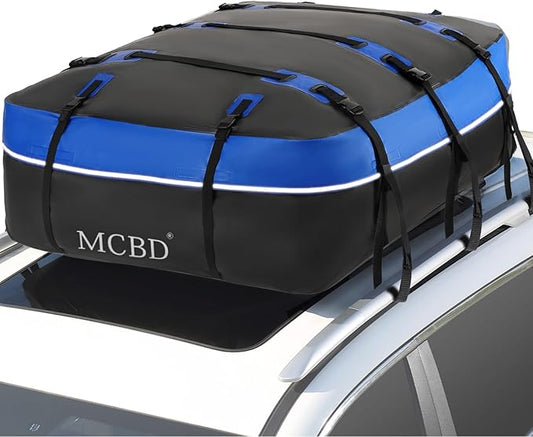 MCBD Rooftop Cargo Carrier Bag, 15 Cubic Feet Waterproof Soft-Shell Car Roof Bag for All Vehicles SUV with/Without Rack, Car Top Luggage Storage Bag