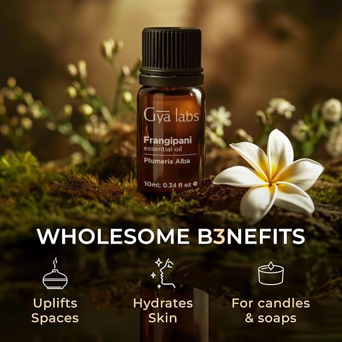 100% Pure Frangipani Essential Oil - 0.34 Fl Oz - Frangipani Oil for Hair, Skin, Diffuser, Aromatherapy & DIY Candle Making Scent