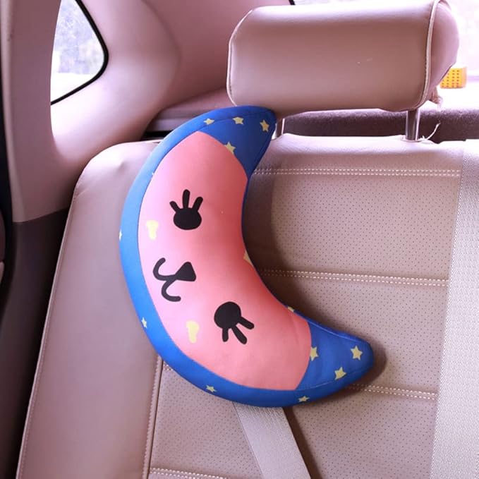 Kids Seat Belt Pillow Soft Car Seat Neck Support Pillow Pad Safety Belt Strap Cover Headrest Travel Cushion for Auto Airplane Pushchair