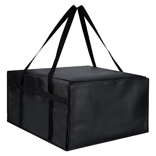 CIVJET Insulated Pizza Delivery Bag for Carry Hot, 24" x 24" x 14" Insulated Food Delivery Bag, Grocery Cooler Bags for Catering/Doordash, Commercial Food Warmers（Black, 1Pk）