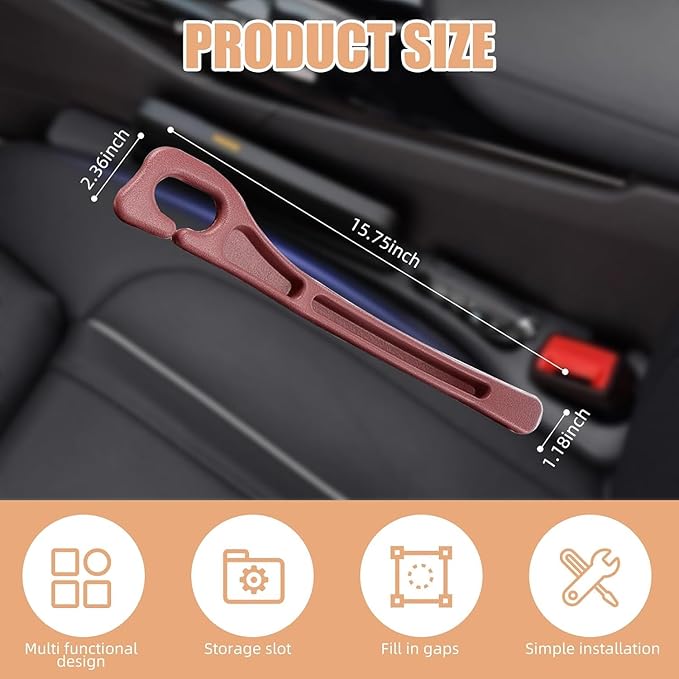 Car Seat Gap Filler Set of 2, Premium Interior Car Accessories, Multifunctional Car Storage Solution with Non-Slip Design, Fits Most Vehicles (Black)