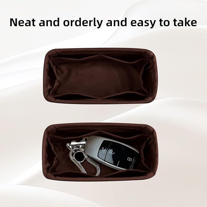 DGAZ Silk Purse Organizer Insert Fits LV Speedy 16/20/25/30/35/45 bags，Silky Smooth Bag Organizer，Luxury Handbag & Tote Shaper（Global Brown，New nano 16）