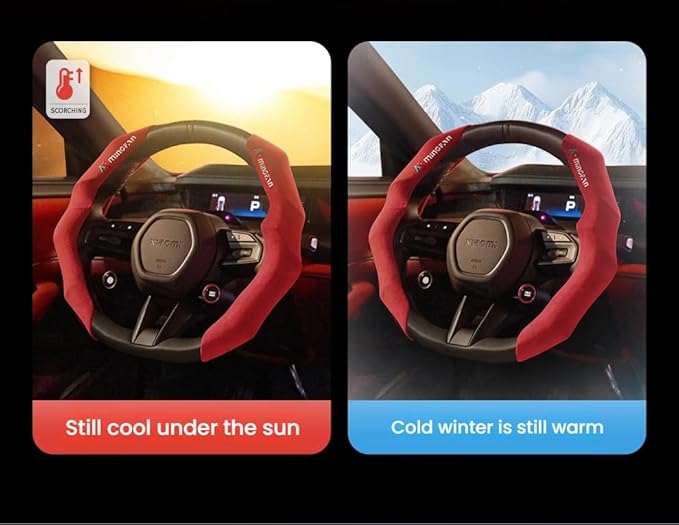 Microsuede Steering Wheel Cover, Easy Slip-On Design & Non-Slip Inner Grid, Universal Fit for Cars, Luxury Soft Touch & Secure Grip