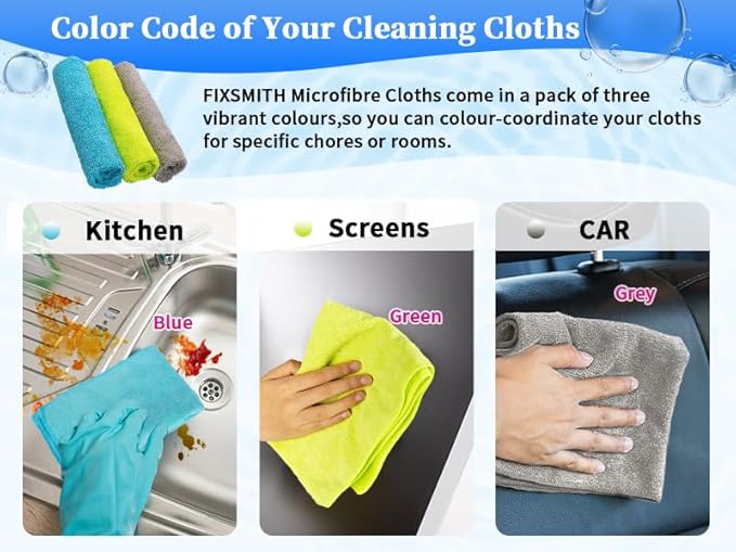 FIXSMITH Shop Towels-200 Pack, Multi-Functional Shop Rags, 12 x 16 in Microfiber Cleaning Cloth, Highly Absorbent Cleaning Rags, Cleaning Towels for Car Kitchen Home Office
