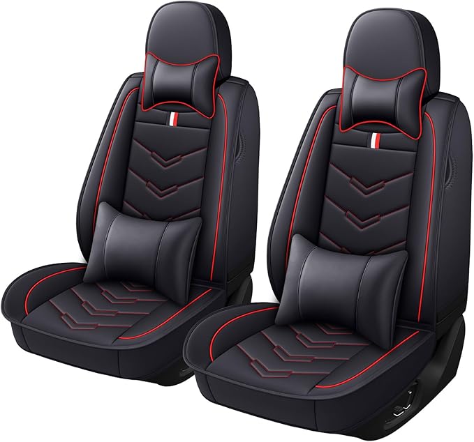 Car Seat Cover 2 Seats for Chevrolet Camaro 2000-2024, Durable Wear Resistant Waterproof Vehicle Cushion Covers, Breathable No Odor Premium Leather Vehicle Seat Covers.(Luxury,Black Red)