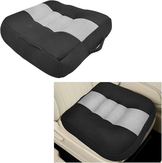 Car Booster Front Seat Cushion, Breathable Mesh Adult Booster Seat Pad, Portable Increasing Height Cushion for Most Cars, Offices, Homes, Universal Car Accessories (Black&Gray)