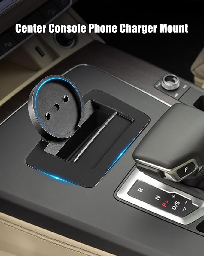 Center Console Charger Mount Fits for MagSafe Compatible with Audi B9.5 Q5 SQ5, Custom Fit Phone Holder & Cradle (Charger Not Included)