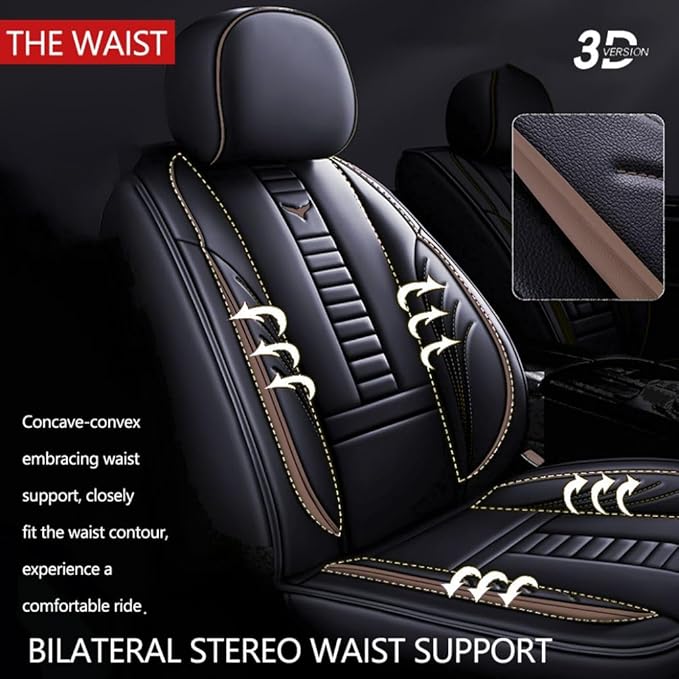 for Toyota CHR Seat Covers 2018-2026, Full Coverage Customized Car Seat Covers, Premium Leather Waterproof Stain-Resistant Easy to Install (Standard 2 Seats, Black&Coffee)
