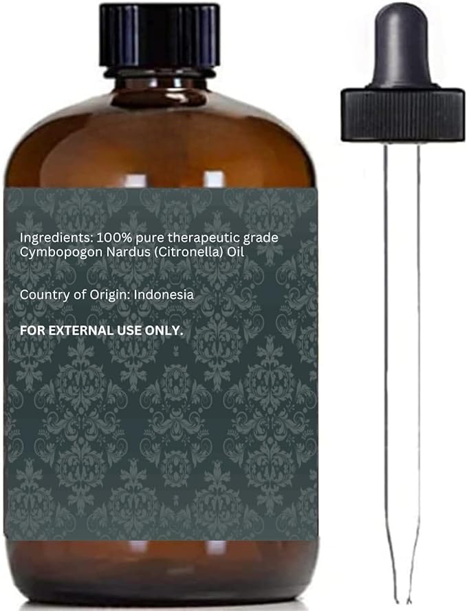 Essentially KateS Premium Citronella Oil 4 Fl Oz - 100% Pure and Natural - with Sprayer and Dropper