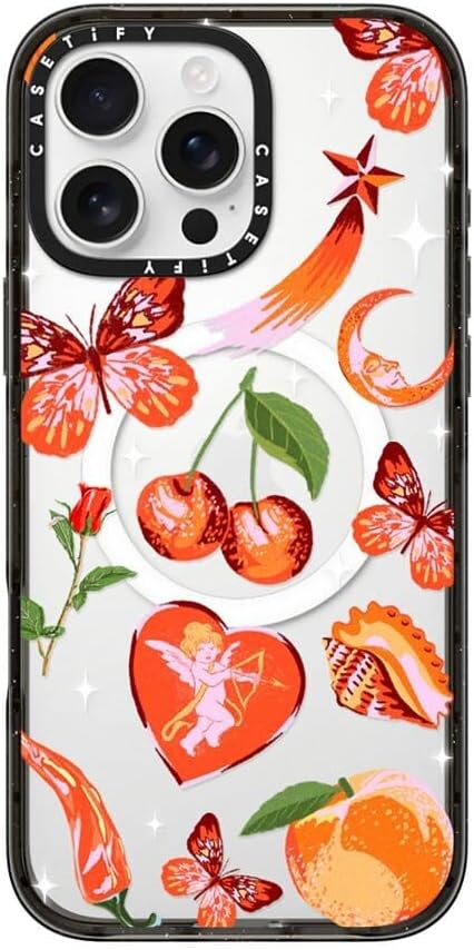 CASETiFY Impact iPhone 16 Pro Max Case [Slim/Compatible with Magsafe / 8.2 ft. 4X Military Grade Drop Protection] - Romantic - Clear Black