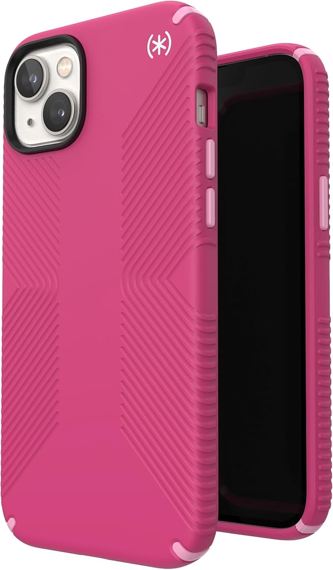 Speck iPhone 14 Plus Case - Drop Protection, Scratch Resistant, Dual Layer Slim Phone Case for 6.7 Inch iPhones 14 Plus - Built for MagSafe - Presidio2 Grip - Digital Pink/Blossom Pink/White