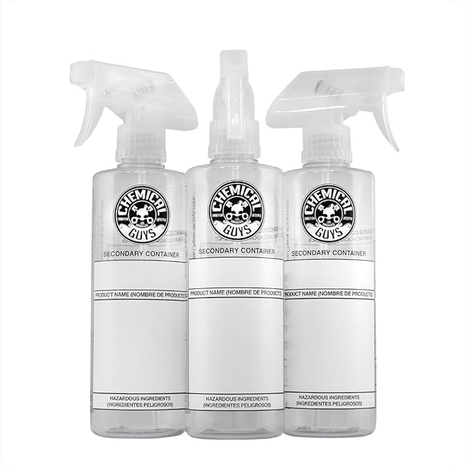 Chemical Guys ACC137 Secondary Container Dilution Bottle with Natural Sprayer, 3 Pack, 16 oz, White