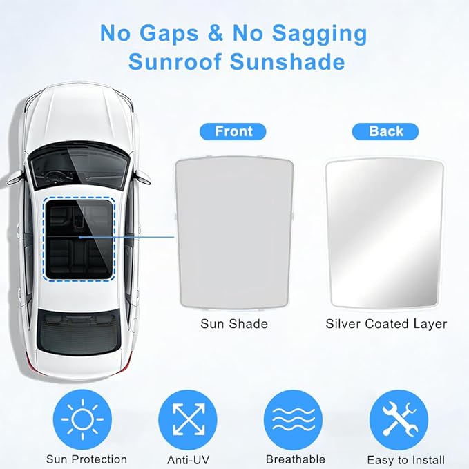 Car Sunroof Shade Compatible with Volvo C40(Not for XC40) 2021-2023, Foldable Glass Roof Sunshade with Storage Bag, Heat Insulation Sun Protection Roof Interior Sunshade