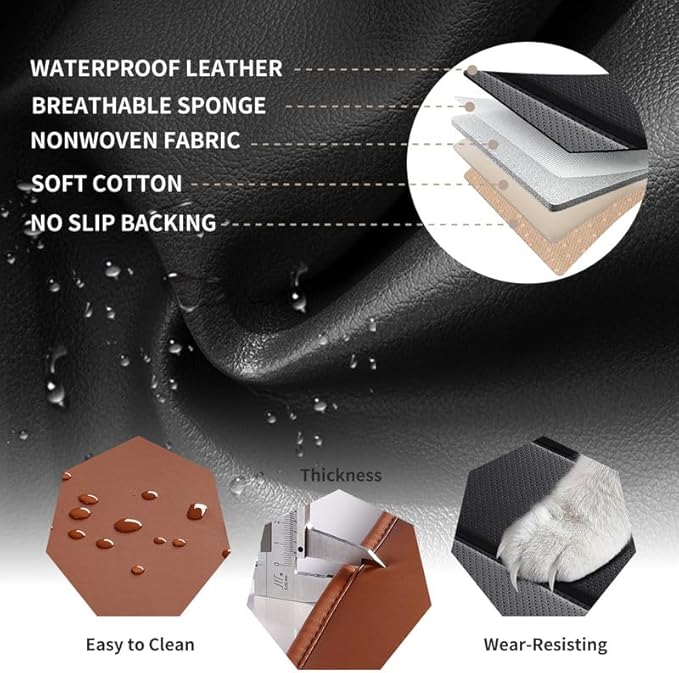 Car Seat Covers Full Set Custom Fit for Mercury Milan 2006-2011-Luxury Leather with Lumbar Support, Breathable, Waterproof, Anti-Slip, Durable, Easy to Install (BlackBrown,Full Set)