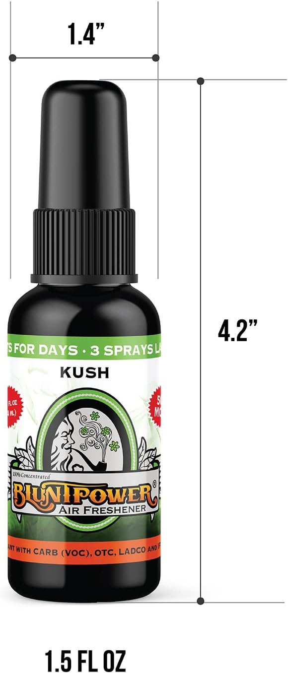Blunt Power (Kush, 3 Pack) Concentrated Air Freshener - Premium Oil Based Air Freshener Spray for Home and Car - Long-Lasting Bathroom Spray, Car Freshener, & Odor Eliminator Spray