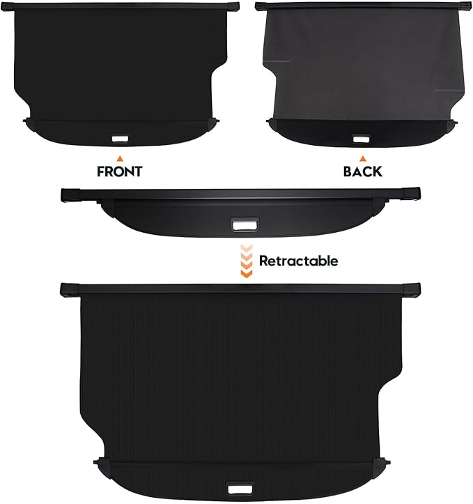 Powerty Retractable Cargo Cover for 2020-2025 Kia Telluride - Canvas Texture Trunk Cover Privacy Screen Rear Security Shade for Telluride Accessories