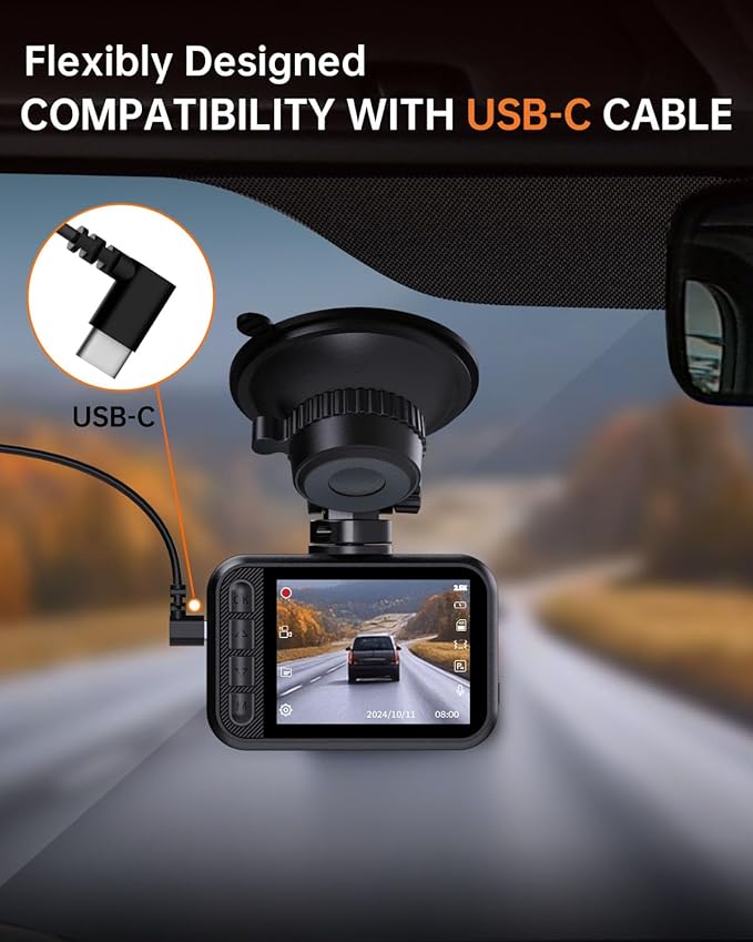 Dual Dash Cam Front and Rear — 2.5K HDR Night Vision Car Camera with G-Sensor & 24H Parking Monitor, Compact Plug & Play Dash Cam with Super Capacitor, 32GB Card Included, Supports 256GB Max