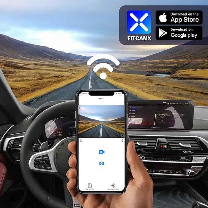 Fitcamx 4K Dash Cam Adapts for BMW 5 7 Series 2018-2023 530i 540i 530e M550i 740i 750i M760i 745e Xdrive (G30/G11), OEM Look, 2160P UHD Video, WiFi & APP, Loop Recording G-Sensor, Plug&Play, 64GB Card