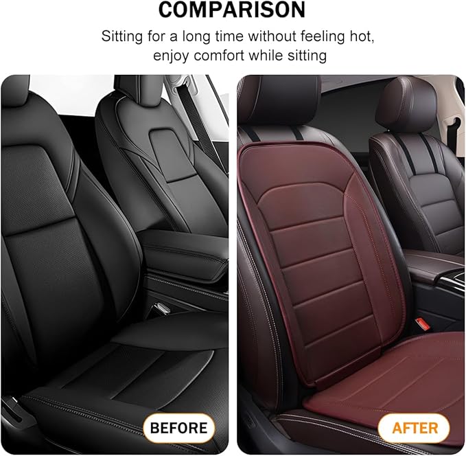 Car Seat Cushion, Leather Soft Breathable Non-Slip Vehicle Front Driver Seat Cover Pad, Comfortable Auto Interior Chair Protector Cushion, Universal for Truck SUV Sedan (Coffee)