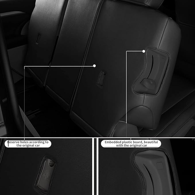 AOMSAZTO Custom Fit Car Seat Covers for Toyota Highlander 2020 2021 2022 2023 2024 2025 2026 - (Three-Rows 7 Seats,Second Row Captain Chair) Faux Leather Black