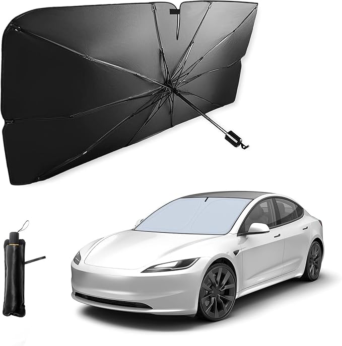 Car Windshield Sun Shade,Foldable Car Umbrella Sunshade with Universal Fits Cars, SUVs, Trucks(55 * 31 Inches)