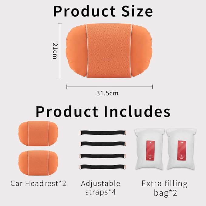 2 Pcs Car Headrest Neck Pillow for Driving,Premium Skin-Feeling Napa Leather Soft and Comfortable Headrest,Two Gears of Height Adjustment Car Seat Headrest Pillow Car Interior Accessories