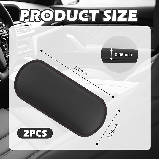 2PCS Leather Car Door Armrest Pad with Memory Foam,Comfort Car Elbow Rest Pad for Soothing Sore Elbows & Knees,Self-Stick Car Arm Rest Cover Pad Fit for Doors/Armrests Boxes (Black)