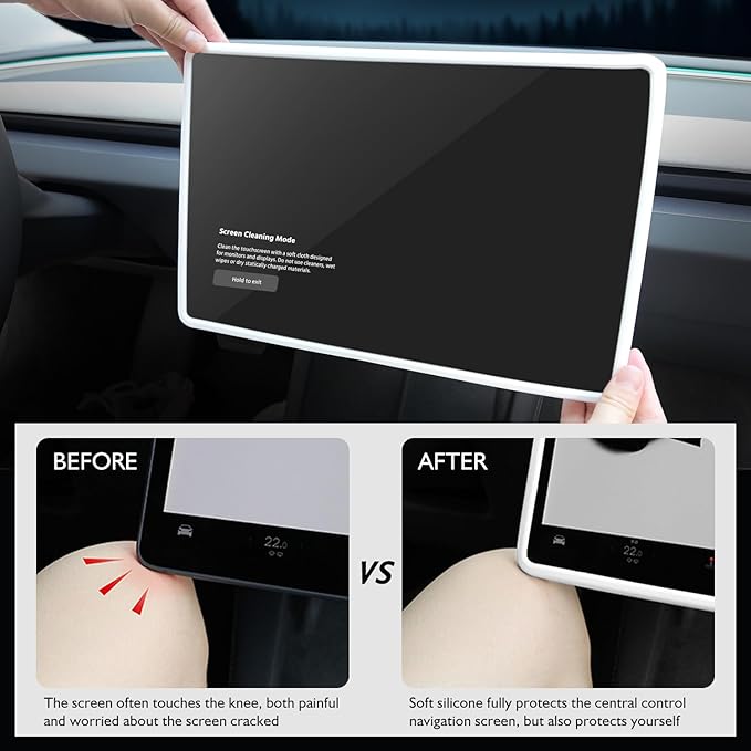 Farmogo Protector Trim Frame for Tesla Model 3 2021-2023 & Model Y 2020-2024 Accessories with Wireless Silicone Charging Mat, Screen Edge Frame and Rearview Mirror Protector Frame (3 PCS White)