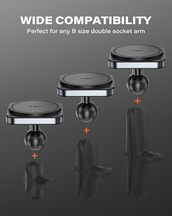 Heavy Duty Magnetic Phone Holder Base with 1" Ball for MagSafe iPhone 17-12 Series, Compatible with RAM mounts and Other B Size Ball Double Socket Arm