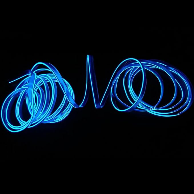 Riloer El Wire Lights for Car, Interior Neon Lights Strip Car LED Strip Light Interior for Car Garden Party Decoration, Car Ambient Lighting Kits, 2m/6.5ft Blue LED