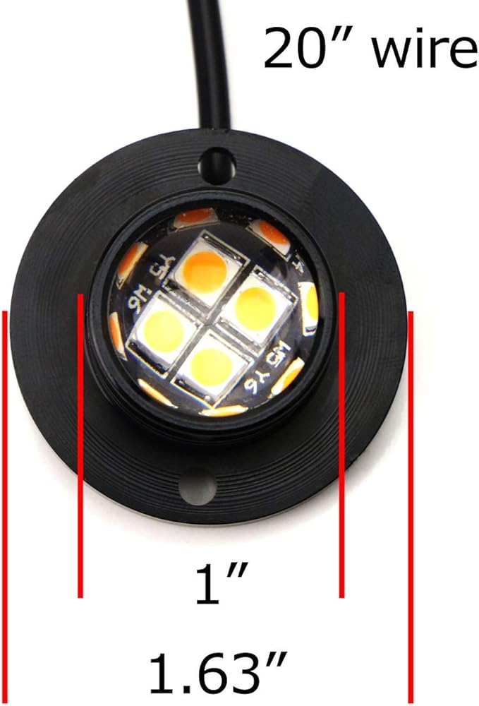 iJDMTOY Pair 12-Chipset High Power LED Surface Flush Mount Strobe Flash Lighting Kit Compatible with Jeep Car Truck SUV 4x4 Side Markers, Lights, Amber Color