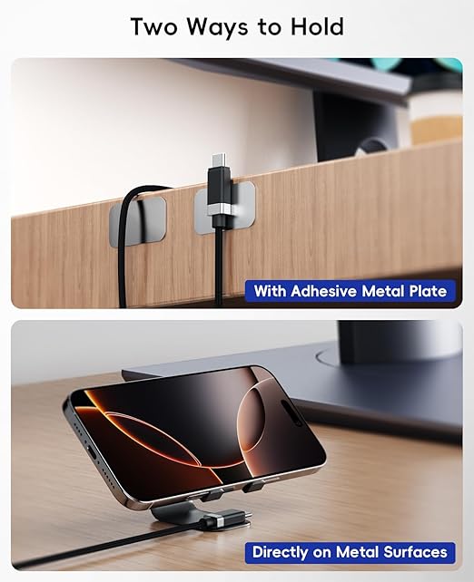 Magtame StayCable 2Pack 3.3FT USB C to USB C Cable, Magnetic Holder for Anti-Drop Cord Management, 60W Fast Charging and Data Sync, Braided Type C Charger Cable for iPhone 17/16, Laptop, Desk, Car